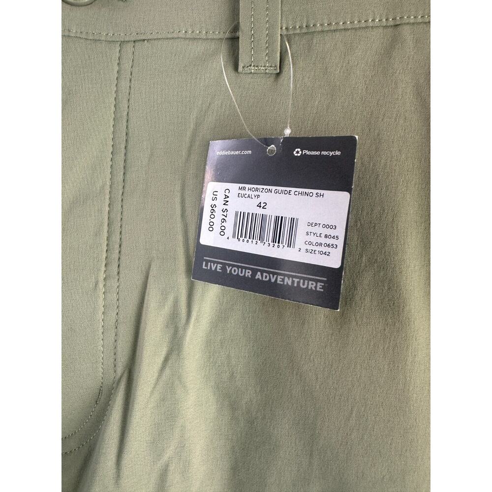 NWT Eddie Bauer Horizon Guide 10" Chino Shorts Stretch Eucalyptus Green Men's 42 - Picture 8 of 11